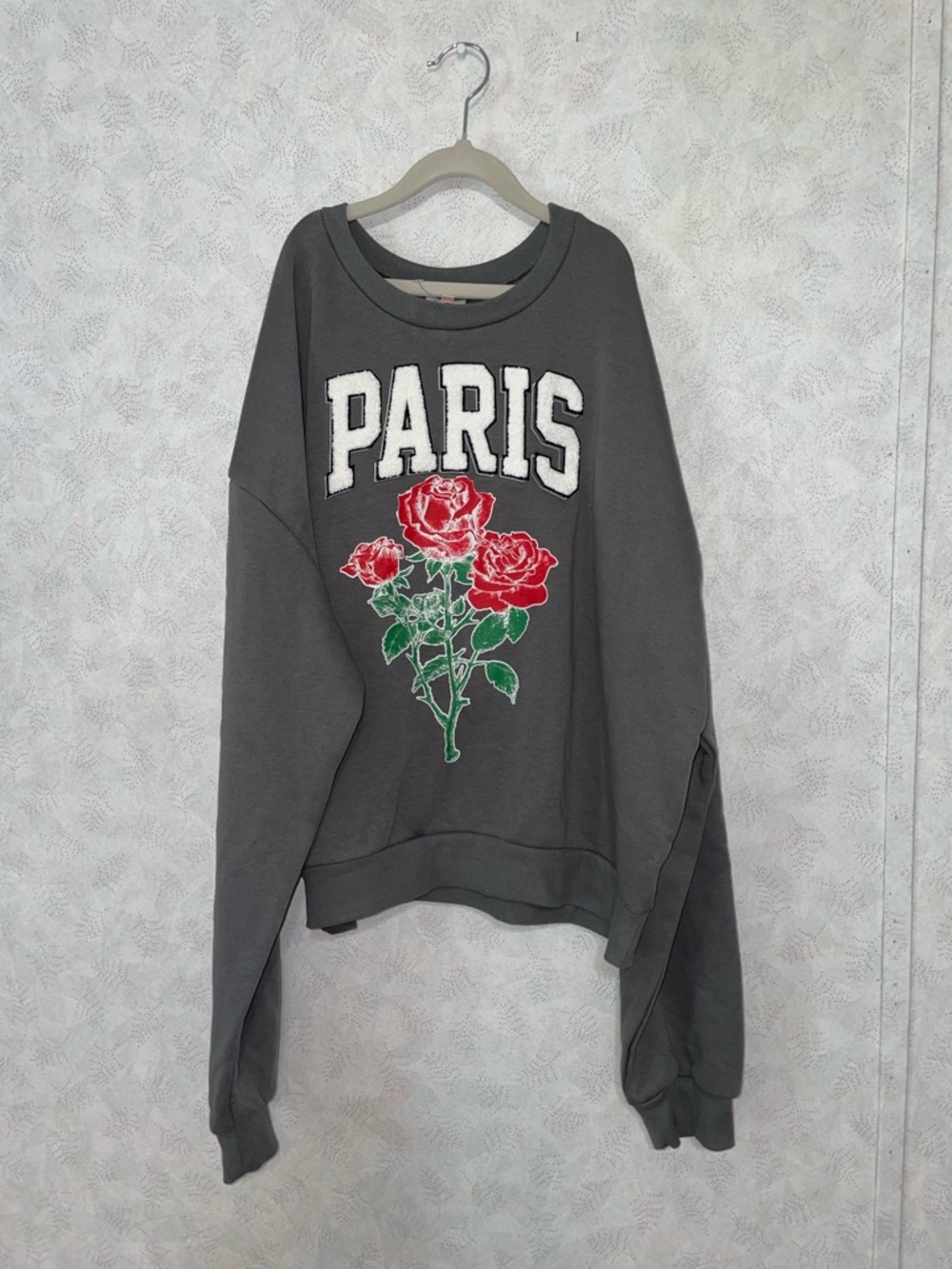 NWT Self Esteem Gray Paris Rose Graphic Sweatshirt